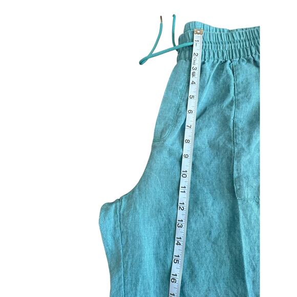 Athleta Green Relaxed Lagenlook Retreat Linen Mid Rise Wide Leg Pant Size 16 - Picture 11 of 13
